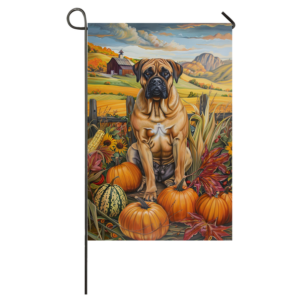 Bullmastiff Dog Thanksgiving Garden Flag – Autumn Harvest Decor