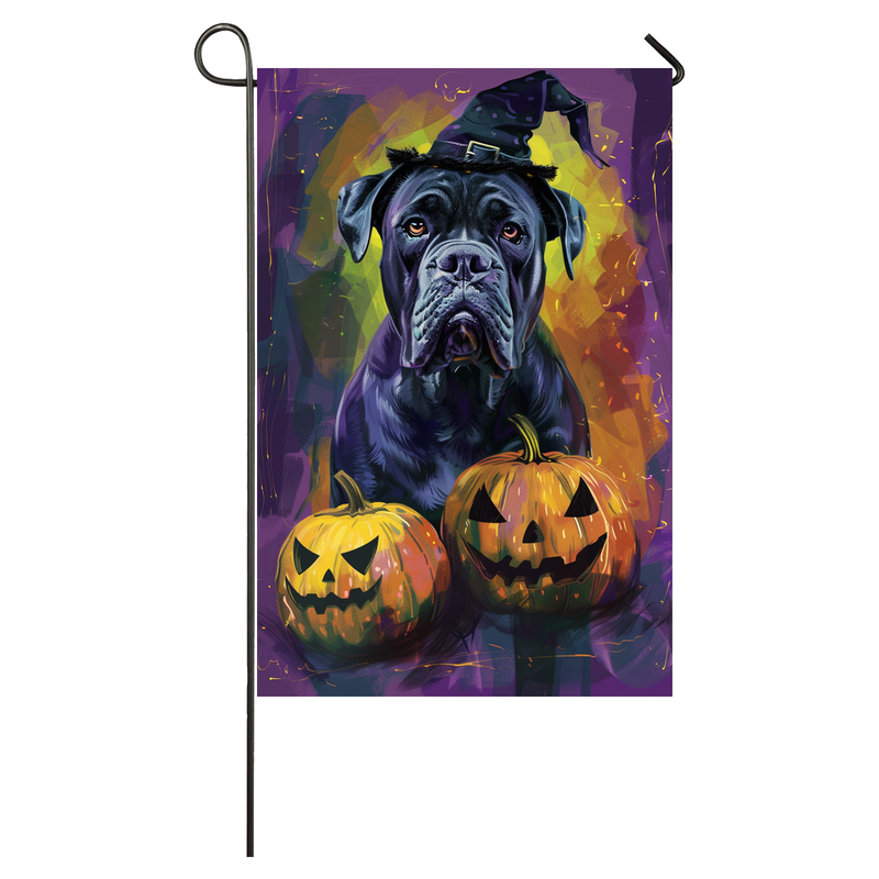 Bullmastiff Dog Halloween Garden Flag, Spooky Dog Witch Halloween House Flag