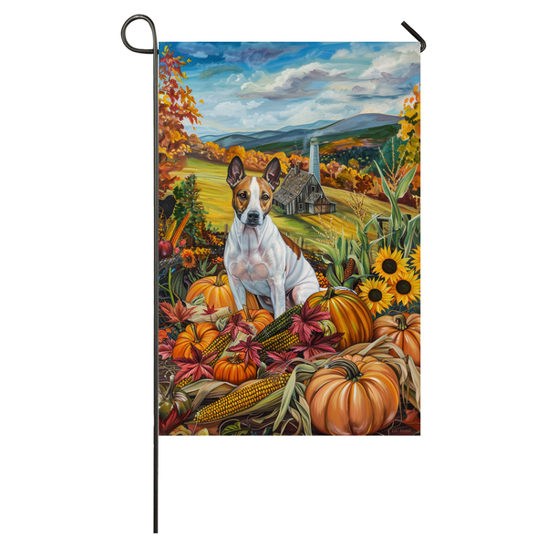 Bull Terrier Dog Thanksgiving Garden Flag – Autumn Harvest Decor