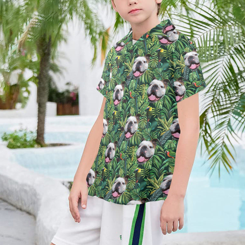 Personalized Big Boys' Hawaiian Shirt with Pet Faces & Summer Patterns - Custom Dog, Cat, & Pet Print