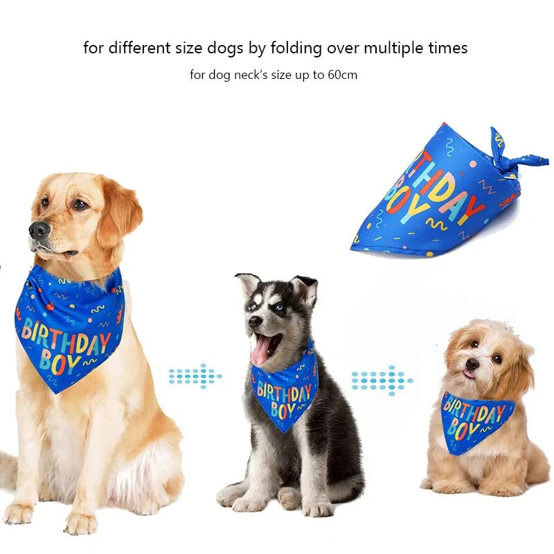 Large Pet Scarf Birthday Boy Birthday Girl Trendy & Comfortable Bandana for Dogs with Playful Designs