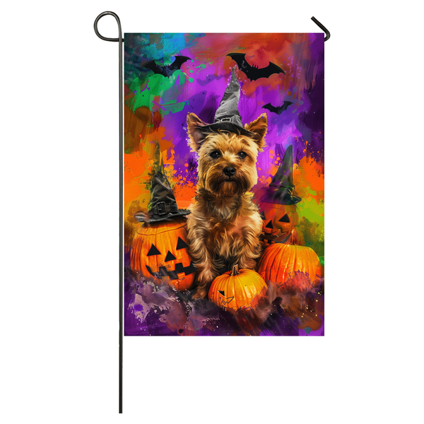 Cairn Terrier Dog Halloween Garden Flag, Spooky Dog Witch Halloween House Flag