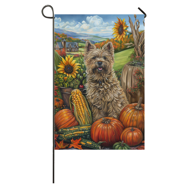 Cairn Terrier Dog Thanksgiving Garden Flag – Autumn Harvest Decor