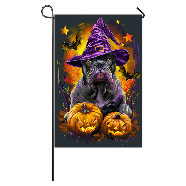 Cane Corso Dog Halloween Garden Flag, Spooky Dog Witch Halloween House Flag