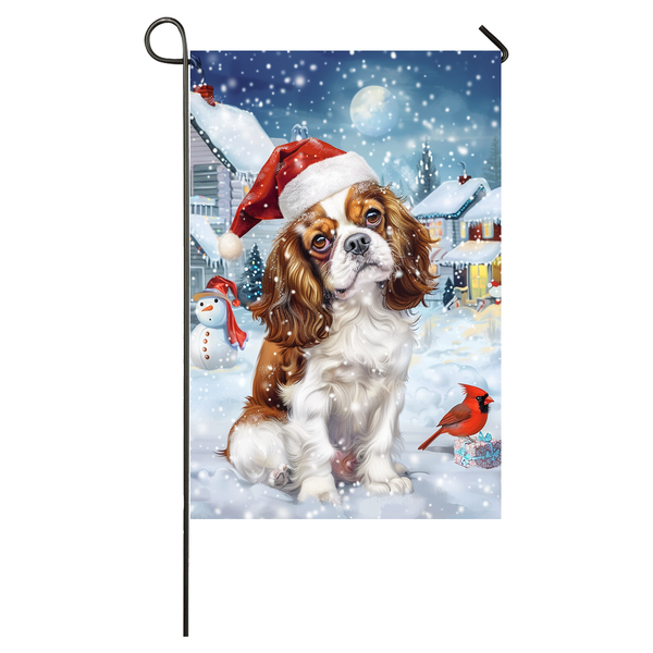 Cavalier King Charles Spaniel Dog Lovers Let It Snow Christmas Garden Flag