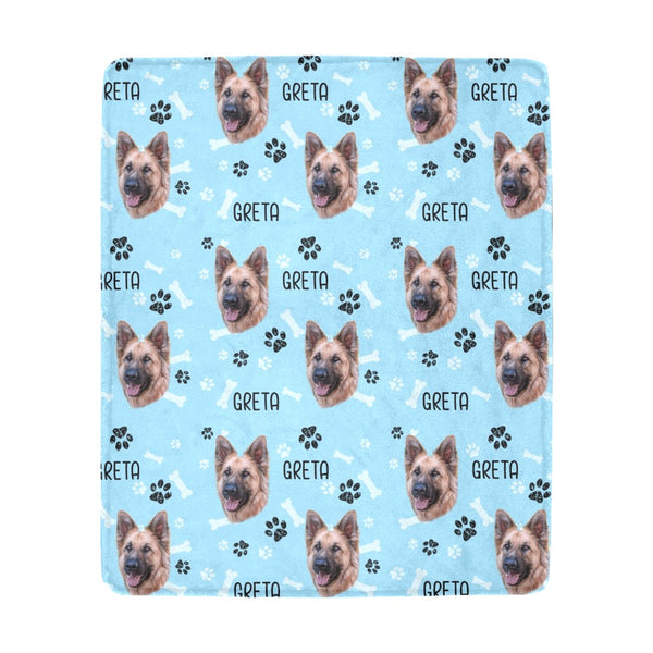 Custom Pet Photo Pattern Paw Prints, Gift For Dog Lovers - Personalized Blanket