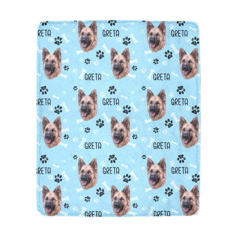 Custom Pet Photo Pattern Paw Prints, Gift For Dog Lovers - Personalized Blanket