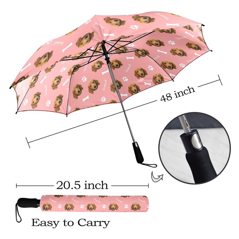 Custom Pet Photo Patterned Semi-Automatic Foldable Umbrella - Waterproof and Durable