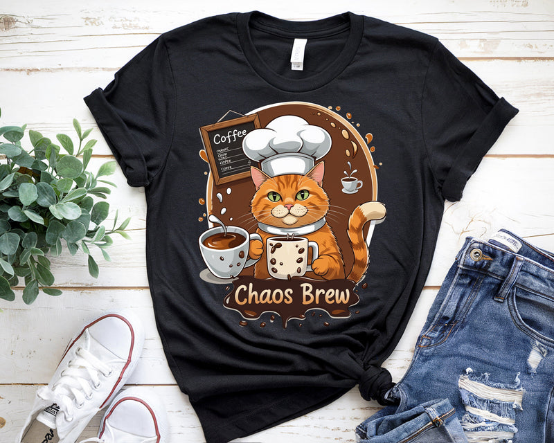 Chaos Brew Cat T-Shirt – Funny Coffee-Loving Cat Lovers Tee