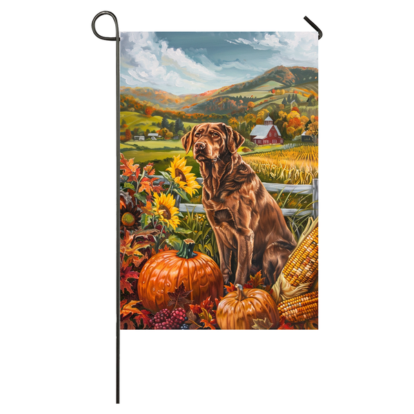 Chesapeake Bay Terrier Dog Thanksgiving Garden Flag – Autumn Harvest Decor