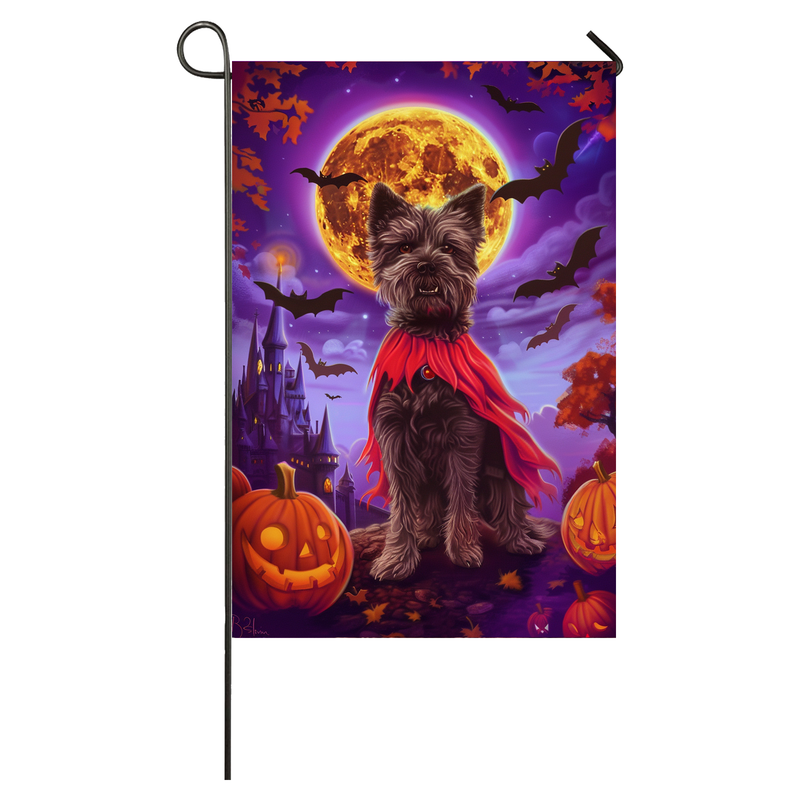 Chesapeake Bay Terrier Dog Halloween Garden Flag, Spooky Dog Vampire Halloween House Flag