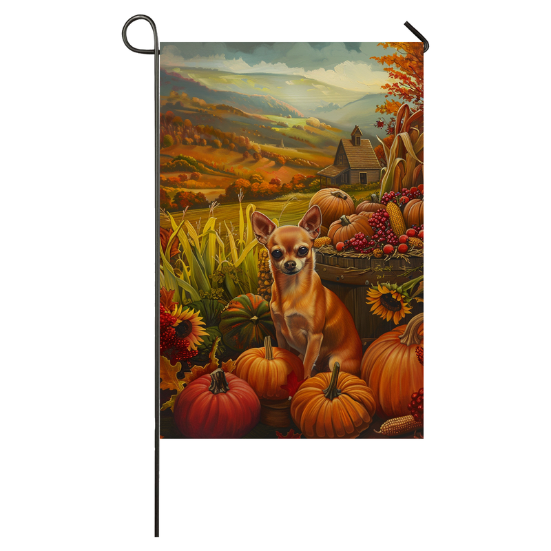 Chihuahua Dog Thanksgiving Garden Flag – Autumn Harvest Decor