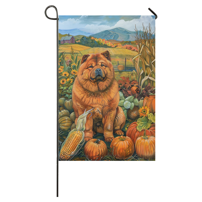 Chow Chow Dog Thanksgiving Garden Flag – Autumn Harvest Decor