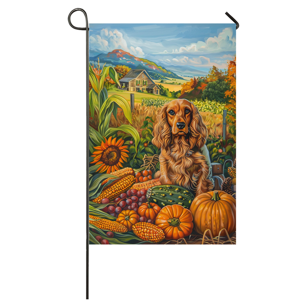 Cocker Spaniel Dog Thanksgiving Garden Flag – Autumn Harvest Decor