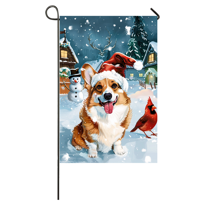 Corgi Dog Lovers Let It Snow Christmas Garden Flag