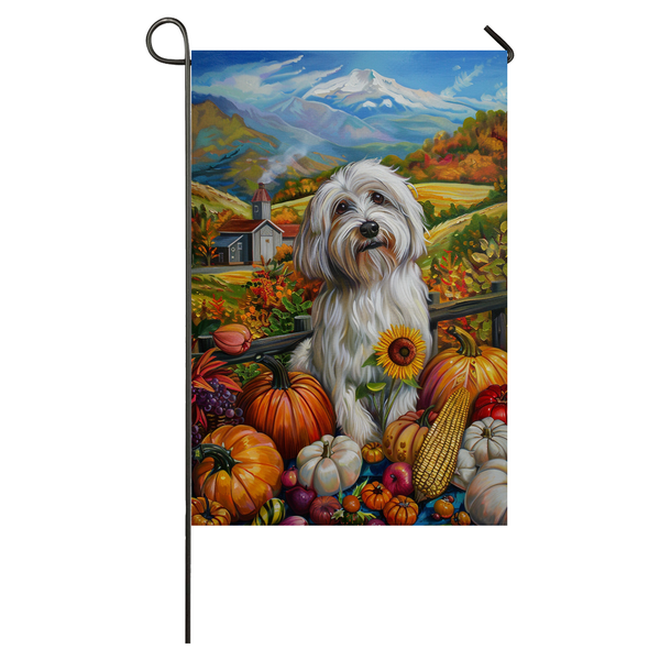 Coton De Tulear Dog Thanksgiving Garden Flag – Autumn Harvest Decor