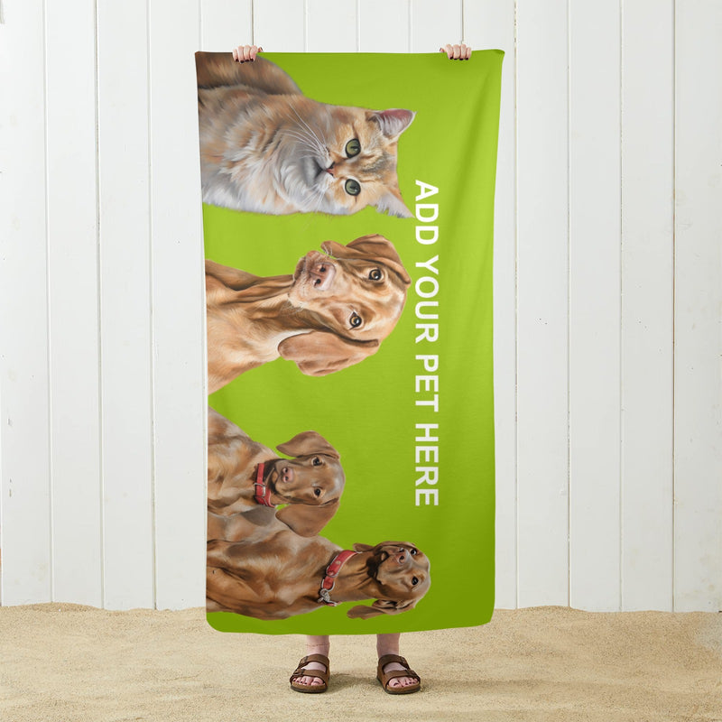 Custom Pet Photo Portrait Beach Towel, Personalized Dog Photo Portrait Beach Towel