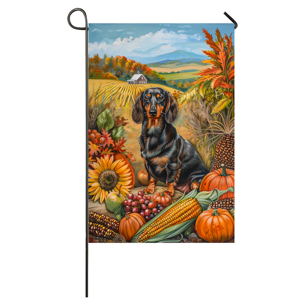 Dachshund Dog Thanksgiving Garden Flag – Autumn Harvest Decor