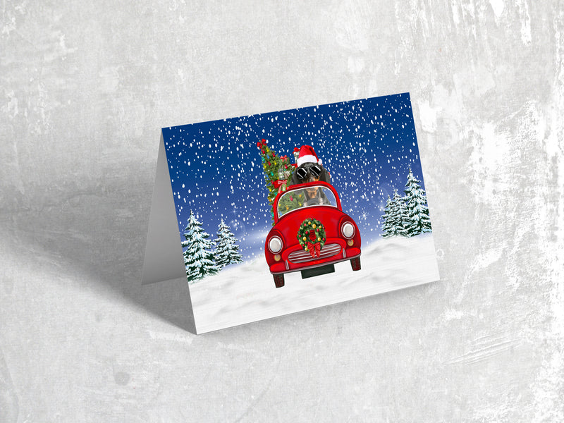 Dachshund Driving Christmas Cards | Let It Snow Holiday Greeting Cards