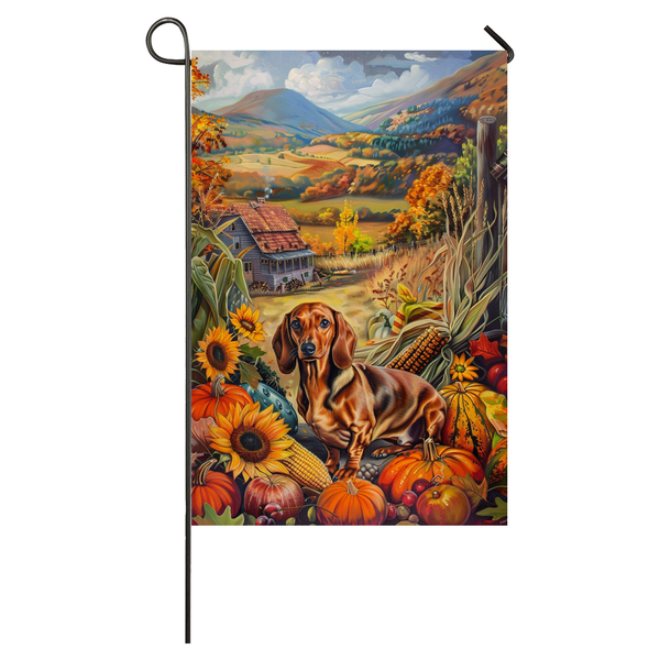 Dachshund Dog Thanksgiving Garden Flag – Autumn Harvest Decor