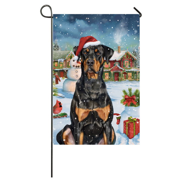 Doberman Dog Lovers Let It Snow Christmas Garden Flag