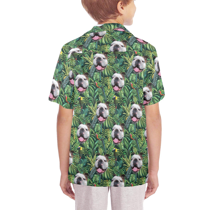 Personalized Big Boys' Hawaiian Shirt with Pet Faces & Summer Patterns - Custom Dog, Cat, & Pet Print