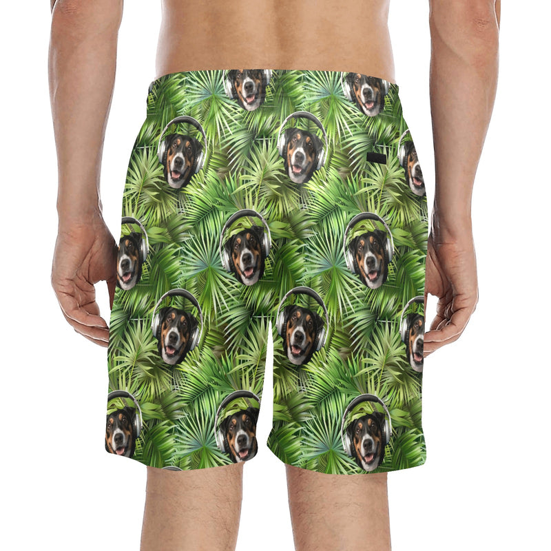 Custom Pet Dog Faces Photo Men's Mid-Length Beach Shorts