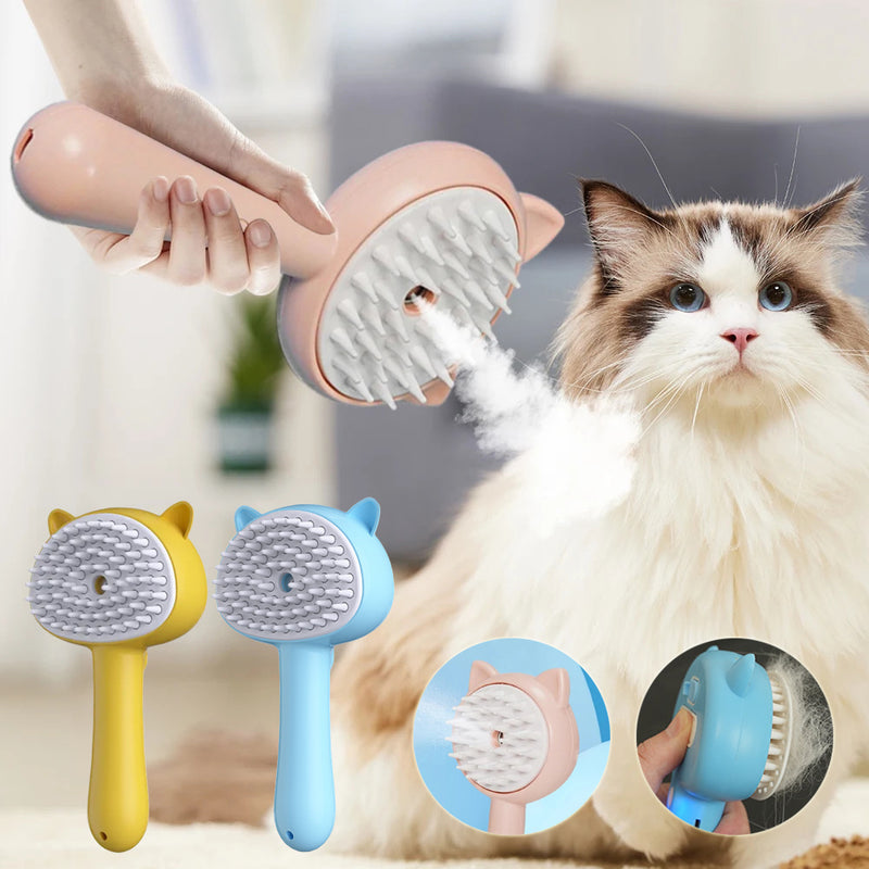 Rechargeable Multifunctional Pet Grooming Brush with Steam Technology