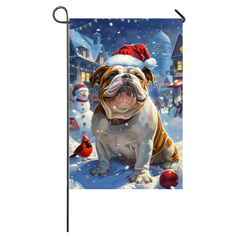 English Bulldog Dog Lovers Let It Snow Christmas Garden Flag