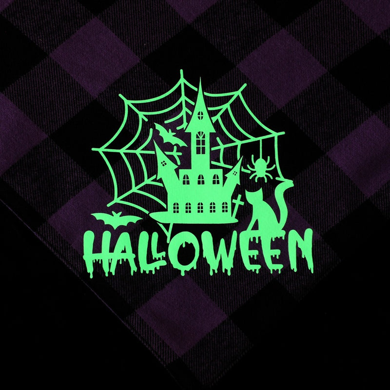 Plaid Glow-in-the-Dark Halloween Dog Bandana