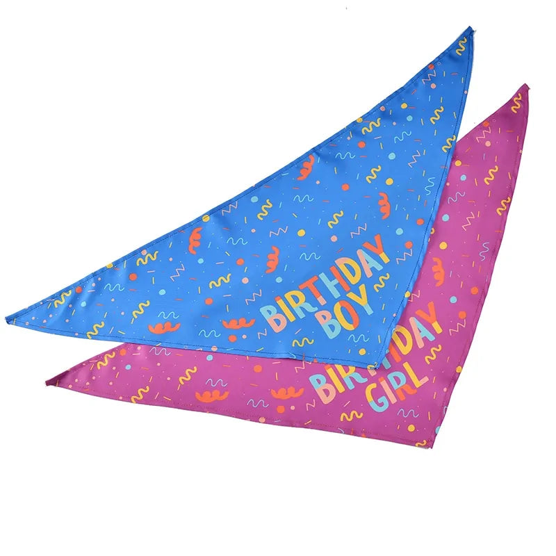 Large Pet Scarf Birthday Boy Birthday Girl Trendy & Comfortable Bandana for Dogs with Playful Designs