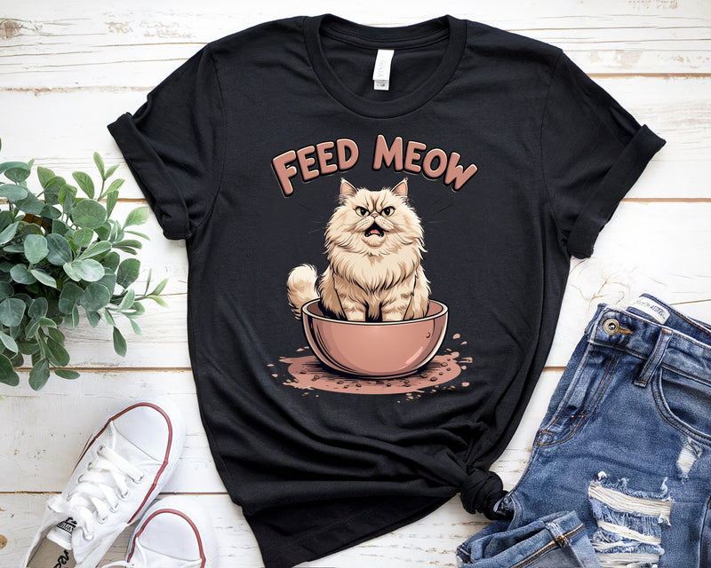 Feed Meow Cat T-Shirt – Funny Persian Cat Lovers Tee