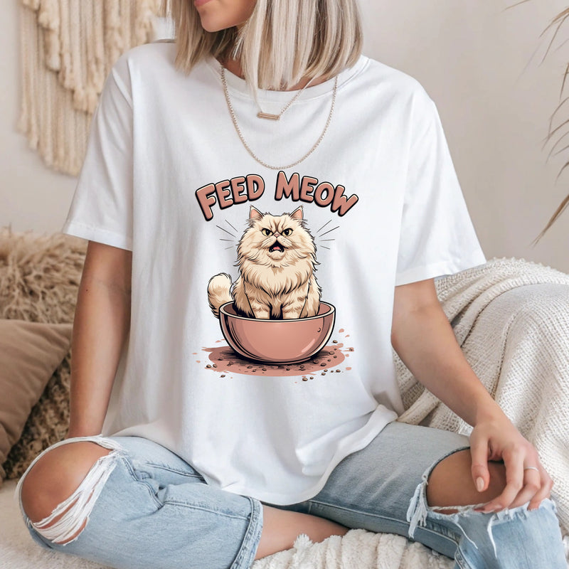 Feed Meow Cat T-Shirt – Funny Persian Cat Lovers Tee