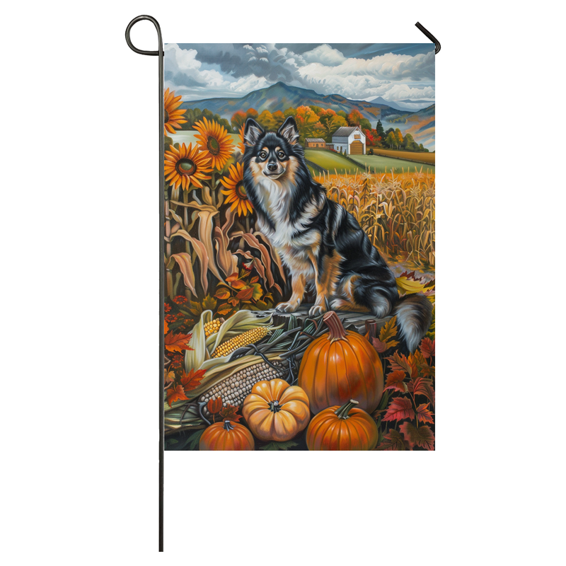 Finnish Lapphund Dog Thanksgiving Garden Flag – Autumn Harvest Decor