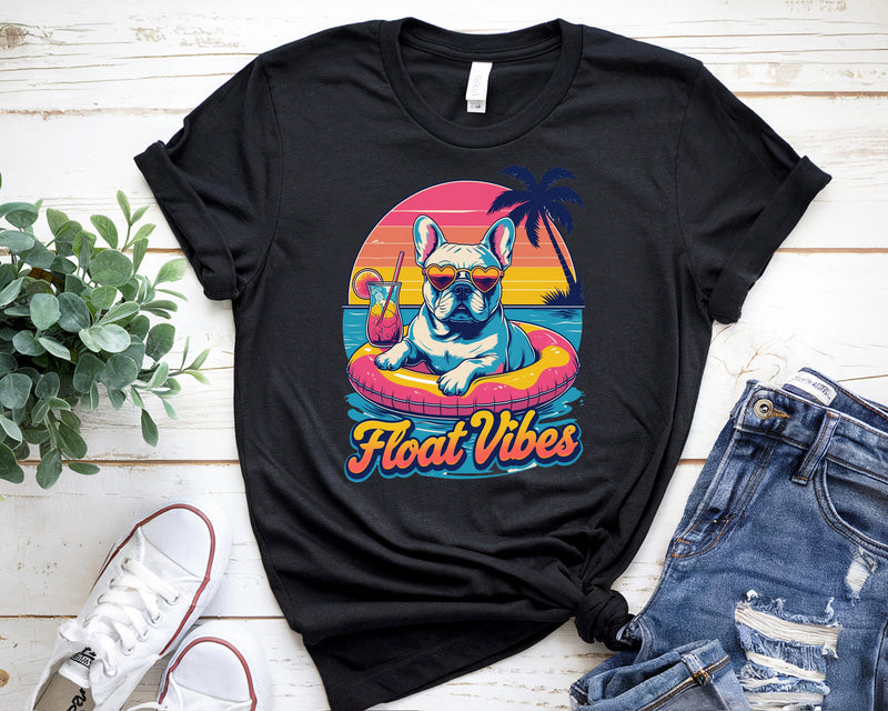 Float Vibes French Bulldog Retro T-Shirt – Fun Summer Dog Tee