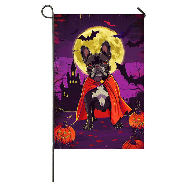 French Bulldog Dog Halloween Garden Flag, Spooky Dog Vampire Halloween House Flag