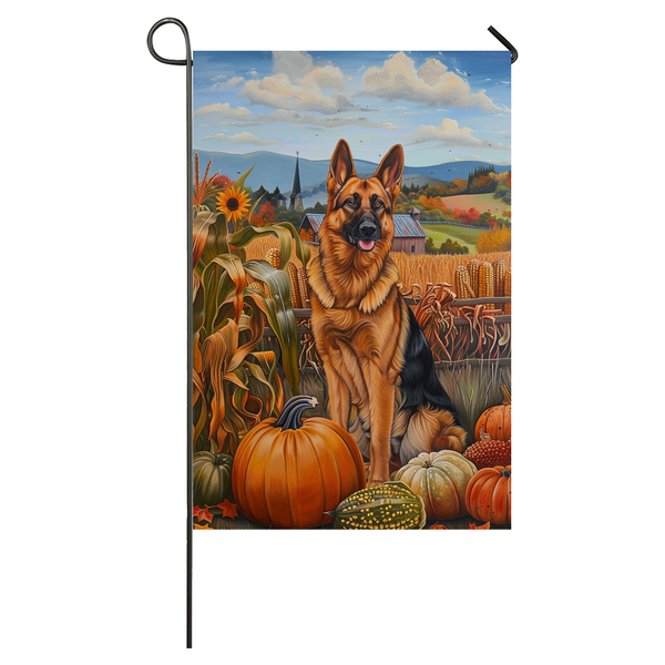 German Shepherd Dog Thanksgiving Garden Flag – Autumn Harvest Decor