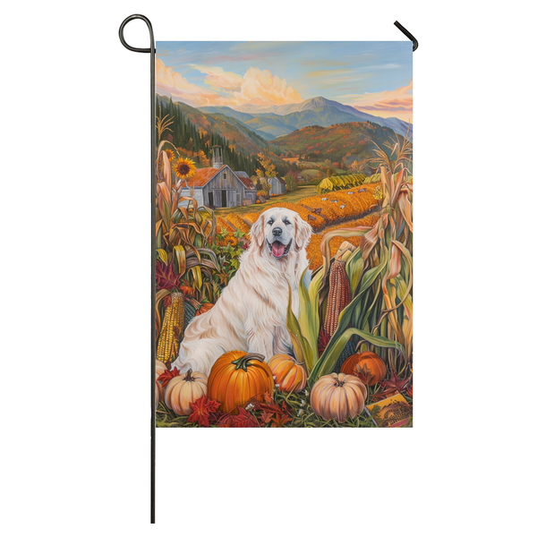 Great Pyrenees Dog Thanksgiving Garden Flag – Autumn Harvest Decor