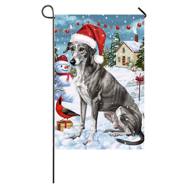 Greyhound Dog Lovers Let It Snow Christmas Garden Flag