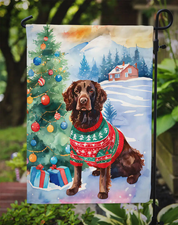 American Water Spaniel Christmas Garden Flag