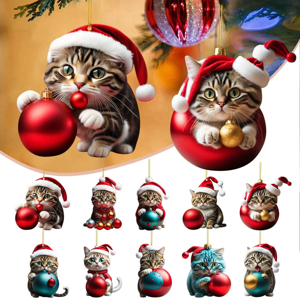 Cute Cat Christmas Ornaments | Whimsical Holiday Decor