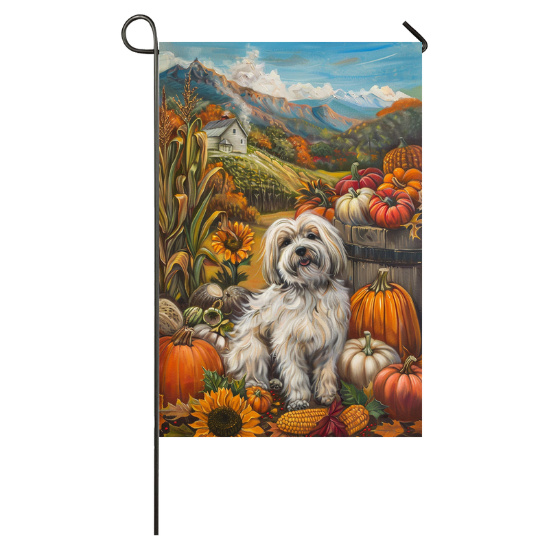 Havanese Dog Thanksgiving Garden Flag – Autumn Harvest Decor