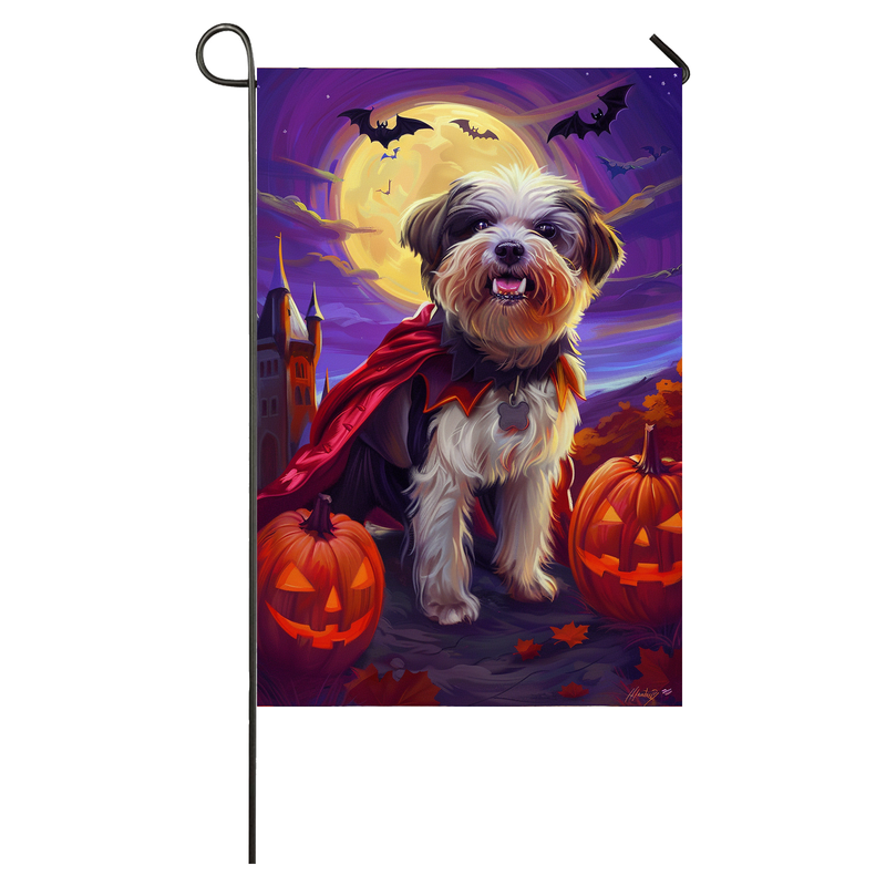 Havanese Dog Halloween Garden Flag, Spooky Dog Vampire Halloween House Flag