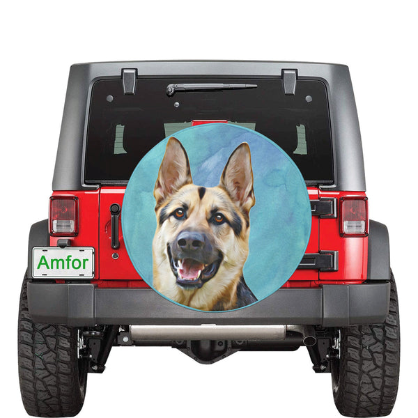 Custom Pet Dog Portrait Car Tire Cover – Personalized Spare Tire Cover with Your Dog’s Photo – Waterproof, UV-Resistant, All-Weather Protection for SUVs, RVs, and More