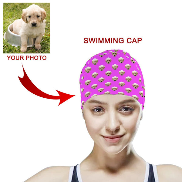 Custom Pet Photo Swimming Cap, Faces Swimming Cap, Photo Unisex Stretchy Swimming Cap, Pet Photo Swimming Accessories, Gift for Swimmer