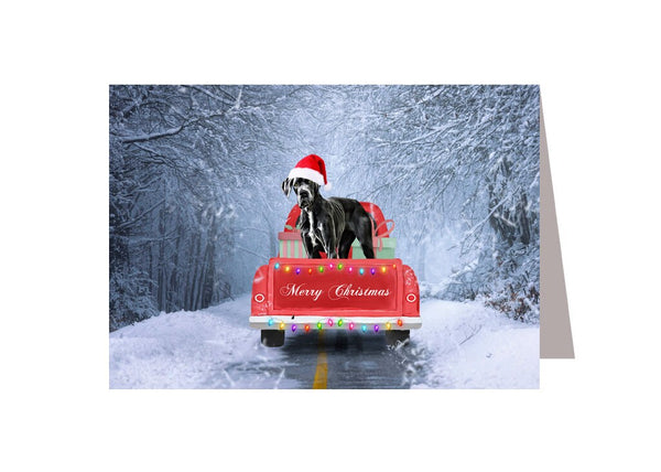 Great Dane Christmas Cards - Festive Great Dane in Snow Design