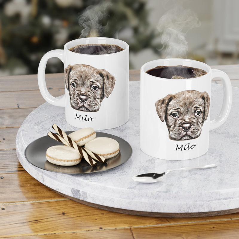 Personalized Coffee Mug with Dog Cat Photos, Gift Idea for Dog Mom and Cat Moms, Custom White Ceramic Coffee Mug