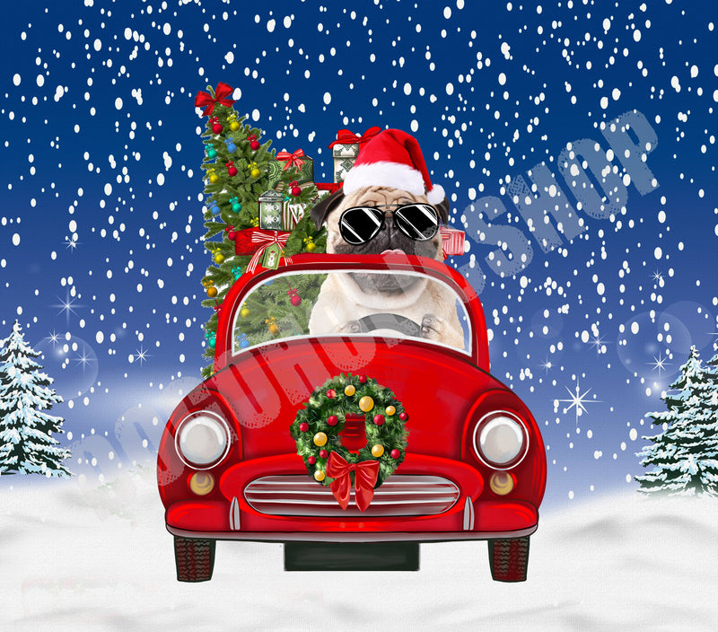 Pug Christmas Tumbler Wrap for 20 oz Skinny Tumbler | Digital PNG File