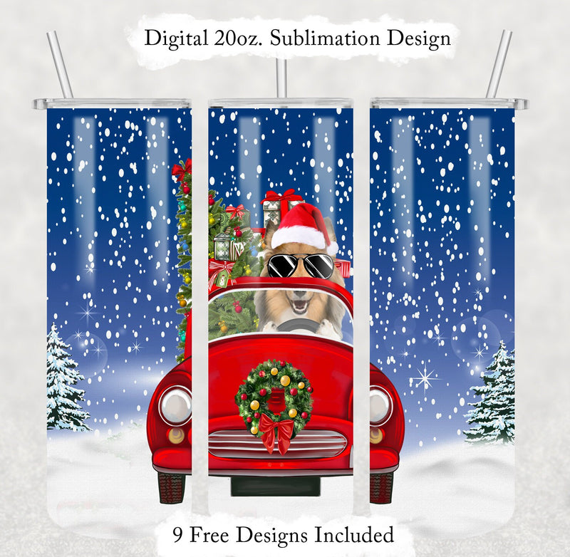 Rough Collie Christmas Tumbler Wrap for 20 oz Skinny Tumbler | Digital PNG File