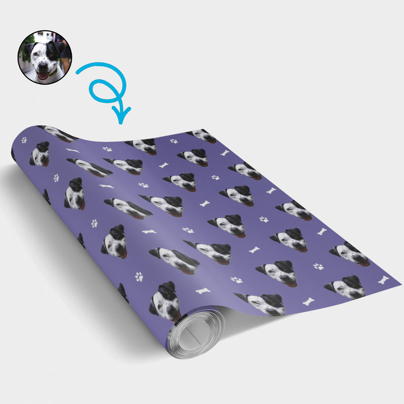 Custom Pet Photo Gift Wrapping Paper | Add Your Dog Cat Photo Wrapping Paper | Custom Christmas Wrapping Paper